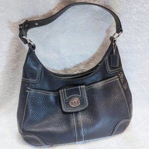 Like New Coach Hamilton Black Pebble Leather Hobo Bag Purse Handbag